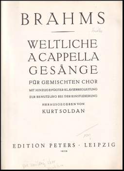 Johannes Brahms: Weltliche A Cappella Gesänge