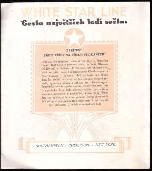 White Star Line- Cesta největších lodí světa do New Yorku