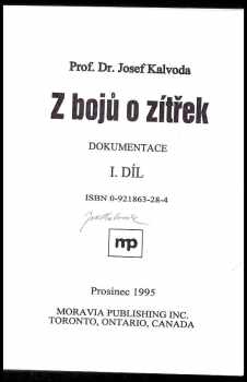 Josef Kalvoda: Z bojů o zítřek