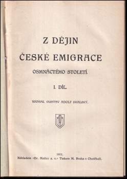 Gustav Adolf Skalský: Z dějin české emigrace osmnáctého století