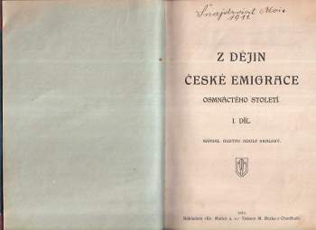 Gustav Adolf Skalský: Z dějin české emigrace osmnáctého století