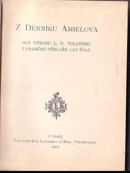 Henri-Frédéric Amiel: Z deníku Amielova