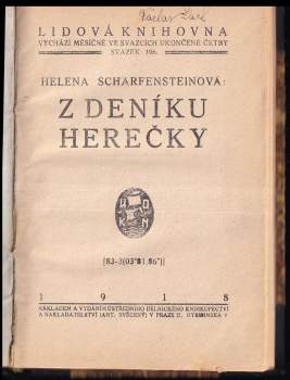 Helene Scharfenstein: Z deníku herečky