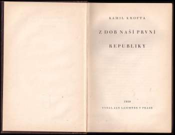 Kamil Krofta: Z dob naší první republiky
