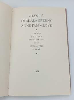 Otokar Březina: Z dopisů Otokara Březiny Anně Pammrové