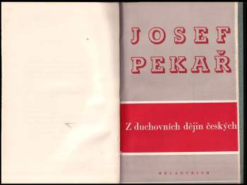 Josef Pekař: Z duchovních dějin českých
