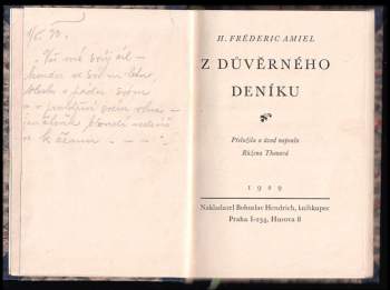Henri-Frédéric Amiel: Z důvěrného deníku