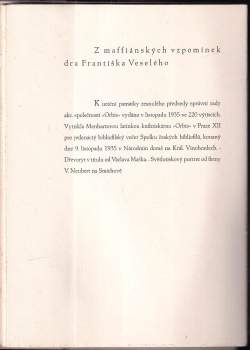 František Veselý: Z maffiánských vzpomínek dra Františka Veselého