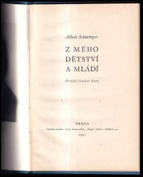 Albert Schweitzer: Z mého dětství a mládí