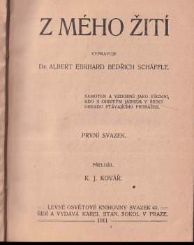 Albert Ebrhard Friedrich Schäffle: Z mého žití