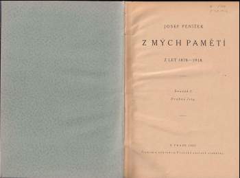 Josef Penížek: Z mých pamětí