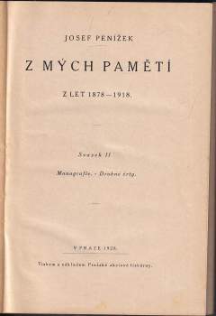 Josef Penížek: Z mých pamětí