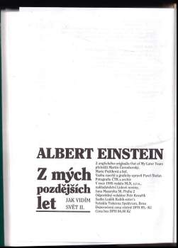 Albert Einstein: Z mých pozdějších let