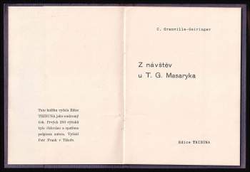Gertrud Granville-Geiringer: Z návštěv u T. G. Masaryka