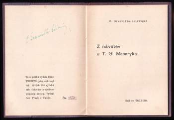 Gertrud Granville-Geiringer: Z návštěv u T. G. Masaryka