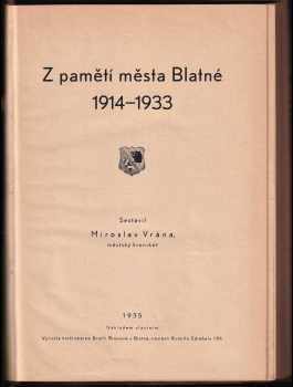 Z pamětí města Blatné 1914-1933