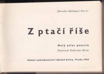 Jaroslav Spirhanzl-Duriš: Z ptačí říše