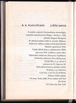 Nikolaj Nikolajevič Plavil‘ščikov: Z říše hmyzu
