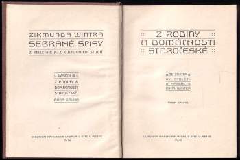 Zikmund Winter: Z rodiny a domácnosti staročeské