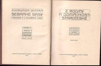 Zikmund Winter: Z rodiny a domácnosti staročeské