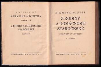 Zikmund Winter: Z rodiny a domácnosti staročeské