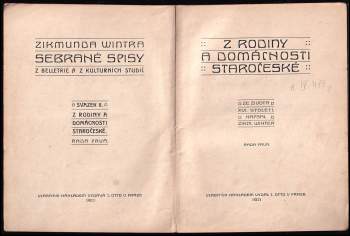 Zikmund Winter: Z rodiny a domácnosti staročeské