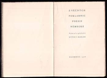 Otto František Babler: Z věčných pokladnic poesie německé