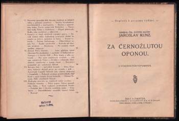 Jaroslav Kunz: Za černožlutou oponou + Za černožlutou oponou - doplněk k prvnímu vydání