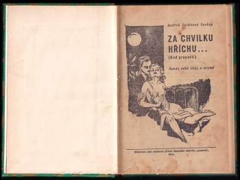 Bedřich Ferdinand Soukup: Za chvilku hříchu - Podtitul Nad propastí. Román velké lásky a utrpení
