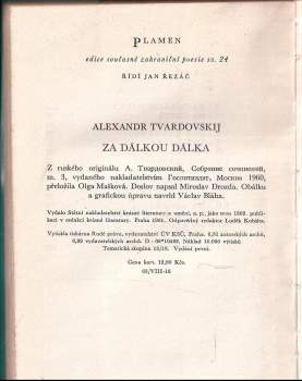 Aleksandr Trifonovič Tvardovskij: Za dálkou dálka