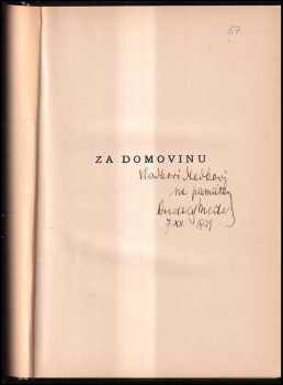 Rudolf Medek: Za domovinu