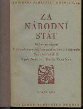 Karel Pergler: Za národní stát