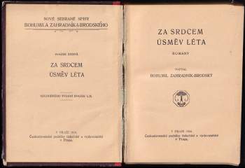 Bohumil Zahradník-Brodský: Za srdcem ; Úsměv léta : romány