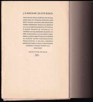 Josef Svatopluk Machar: Za sto roků - možno, že dříve, možno, že pozděj!