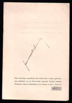 Francesco Rubini: Za T.G.M. - VÝTISK 20 ZE 100, PODPIS FRANCESCO RUBINI