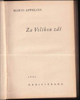 Mario Appelius: Za Velikou zdí
