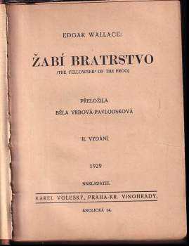 Edgar Wallace: Žabí bratrstvo