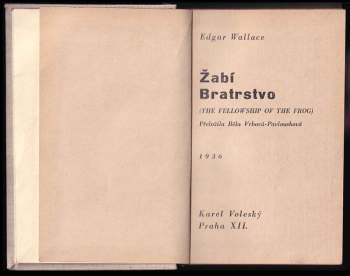 Edgar Wallace: Žabí bratrstvo