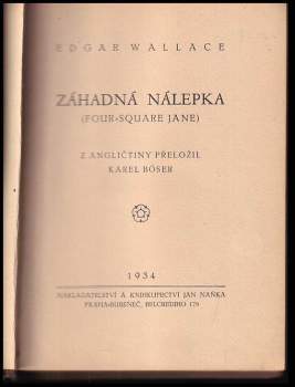 Edgar Wallace: Záhadná nálepka