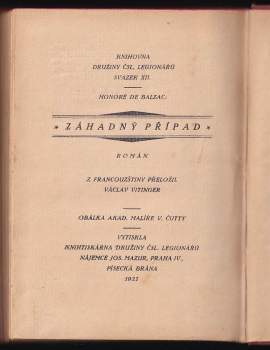 Honoré de Balzac: Záhadný případ