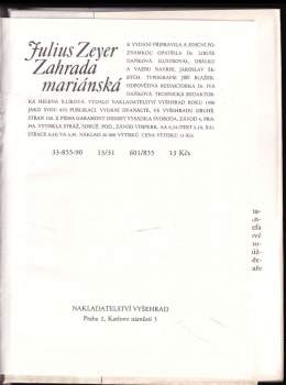 Julius Zeyer: Zahrada mariánská