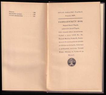 Karel Čapek: Zahradníkův rok - 1. VYDÁNÍ