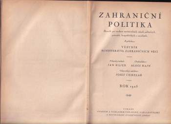 Alois Hajn: Zahraniční politka - Sborník pro studium mezinárodních otázek politických, právních, hospodářských a sociálních + Věstník Ministerstva zahraničních věcí