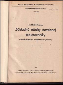 Martin Halahyja: Základné otázky stavebnej teplotechniky