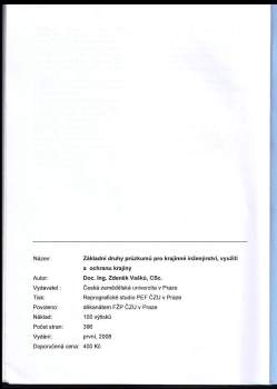 Zdeněk Vašků: Základní druhy průzkumů pro krajinné inženýrství, využití a ochranu krajiny