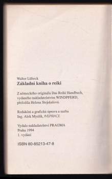 Walter Lübeck: Základní kniha o reiki