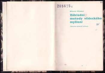Miloslav Wimmer: Základní metody vědeckého myšlení