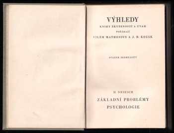 Hans Driesch: Základní problémy psychologie