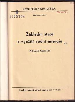 Čestmír Štoll: Základní statě z využití vodní energie