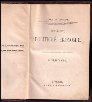 Émile De Laveley: Émila de Laveleye Základové politické ekonomie